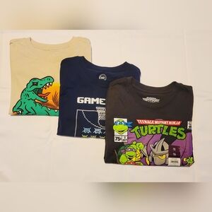 🖤LOT of 3 Boys XXL - 18 Tshirts NWT Teenage Mutant Ninja Turtles Dinosaur Game